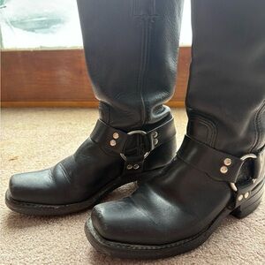 Frye Black Leather Harness Riding Boots